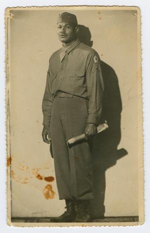 Primary view of object titled '[Postcard of Charlie Parker in Uniform]'.