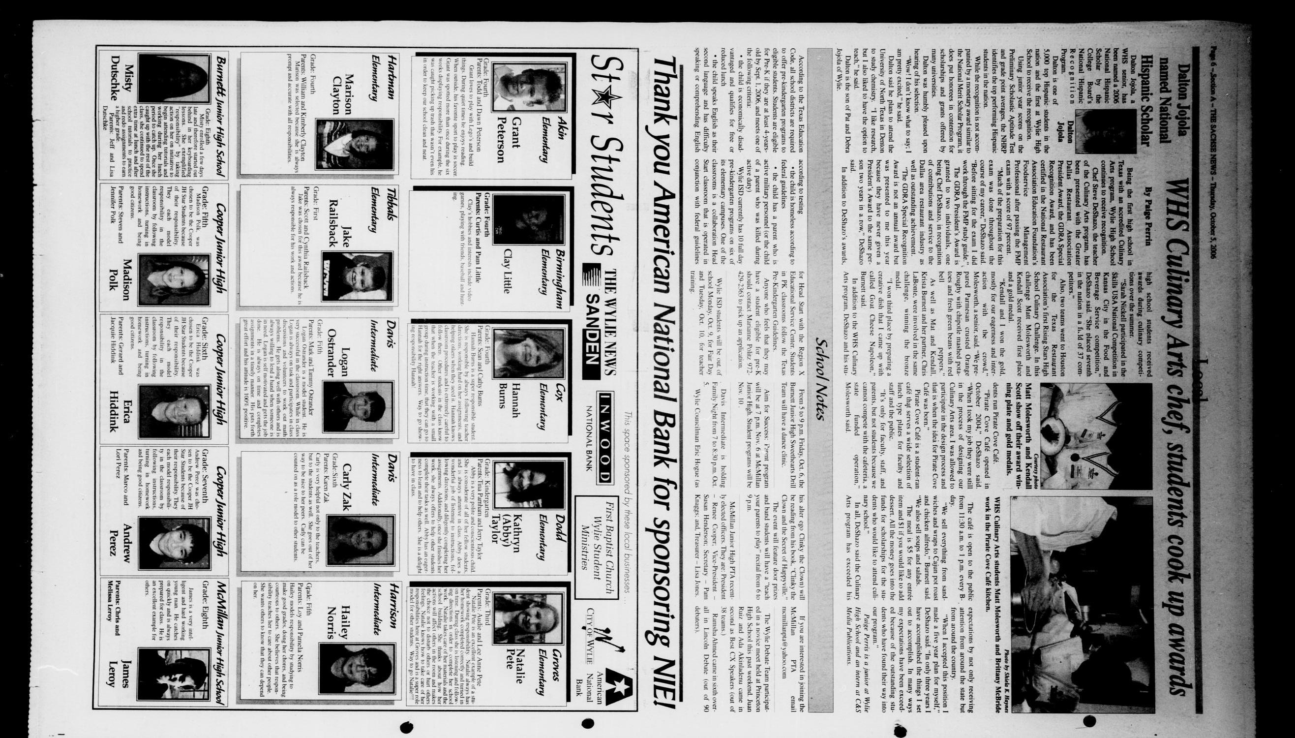 The Sachse News (Sachse, Tex.), Vol. 2, No. 36, Ed. 1 Thursday, October 5, 2006
                                                
                                                    [Sequence #]: 6 of 28
                                                