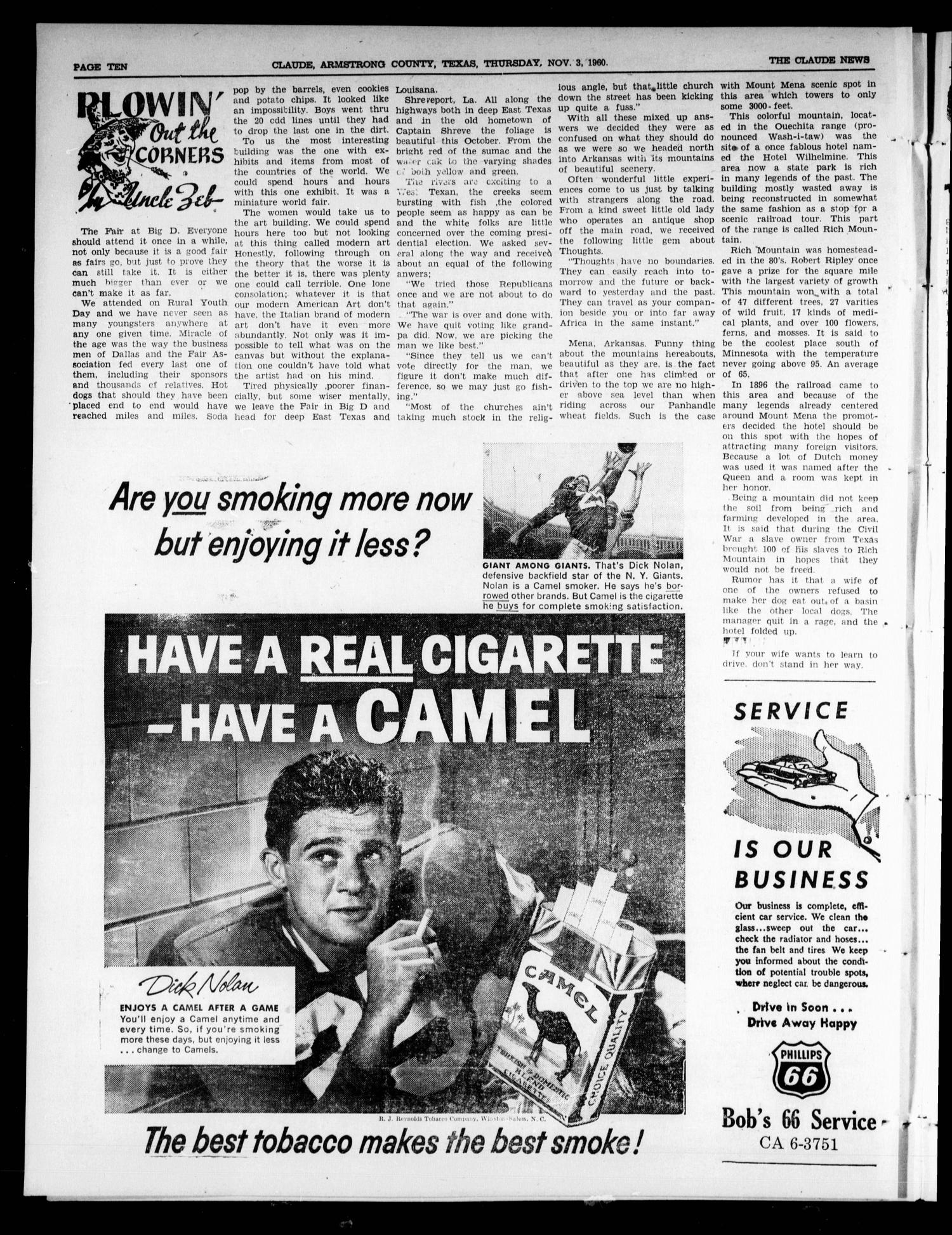 The Claude News (Claude, Tex.), Vol. 71, No. 11, Ed. 1 Thursday, November 3, 1960
                                                
                                                    [Sequence #]: 10 of 16
                                                