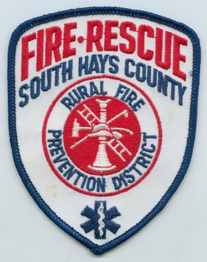 Primary view of object titled '[South Hays County, Texas Fire Rescue Patch]'.
