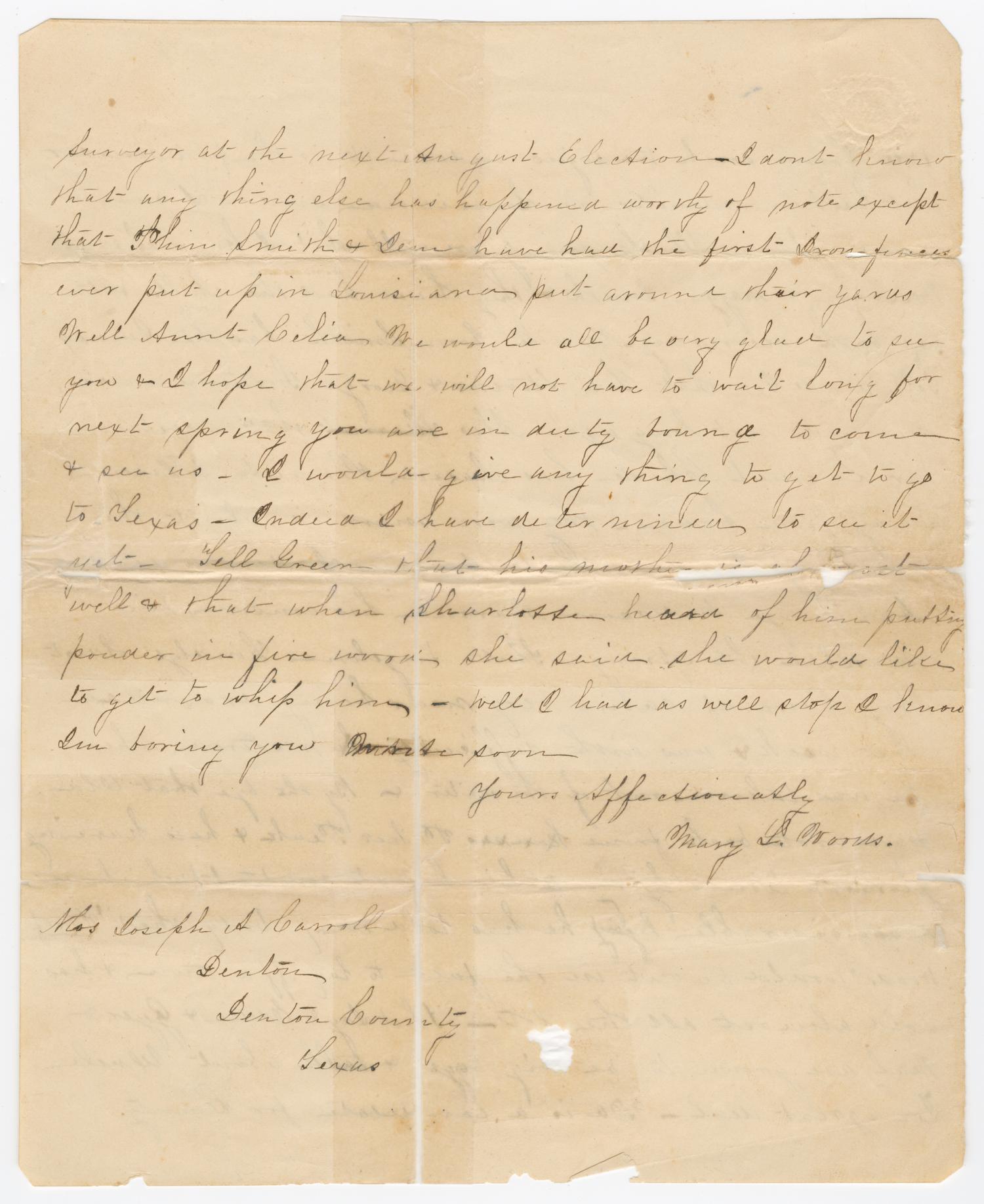 [Second Page of Letter from Mary L. Woods to Celia Carroll, June 28, 1859]
                                                
                                                    [Sequence #]: 2 of 2
                                                