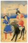 Postcard: [Girls with Donkey on the Beach]