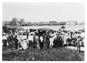 Primary view of object titled '[Photograph of Large Group Along Waterfront]'.