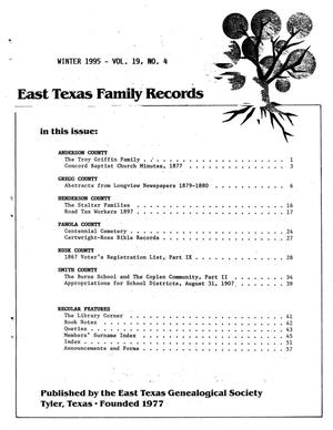 Primary view of object titled 'East Texas Family Records, Volume 19, Number 4, Winter 1995'.