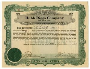 Primary view of object titled '[Hugg Diggs Company Stock Certificate]'.