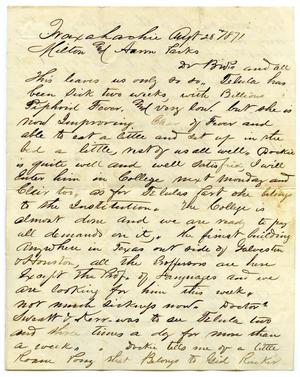 Primary view of object titled '[Letter from J.E. Smith to Milton and Aaron Parks, August 28 1871]'.