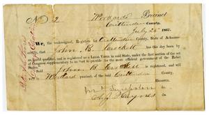 Primary view of object titled '[Voters Registration Document for John B. Crockett, July 26 1867]'.