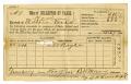Thumbnail image of item number 1 in: '[Hood County Tax Receipt for Milton Parks, November 19 1885]'.