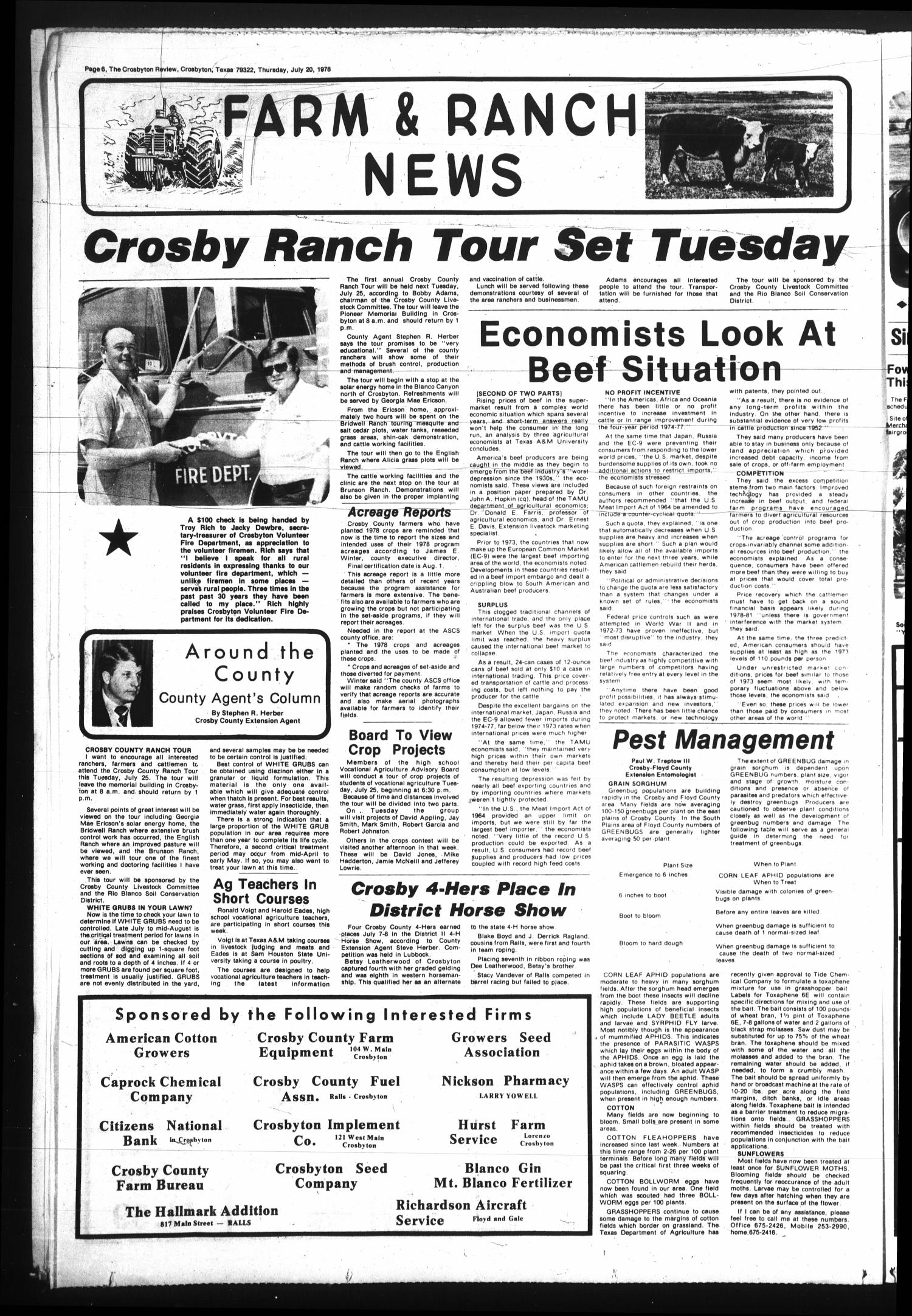 The Crosbyton Review (Crosbyton, Tex.), Vol. 70, No. 29, Ed. 1 Thursday, July 20, 1978
                                                
                                                    [Sequence #]: 6 of 10
                                                