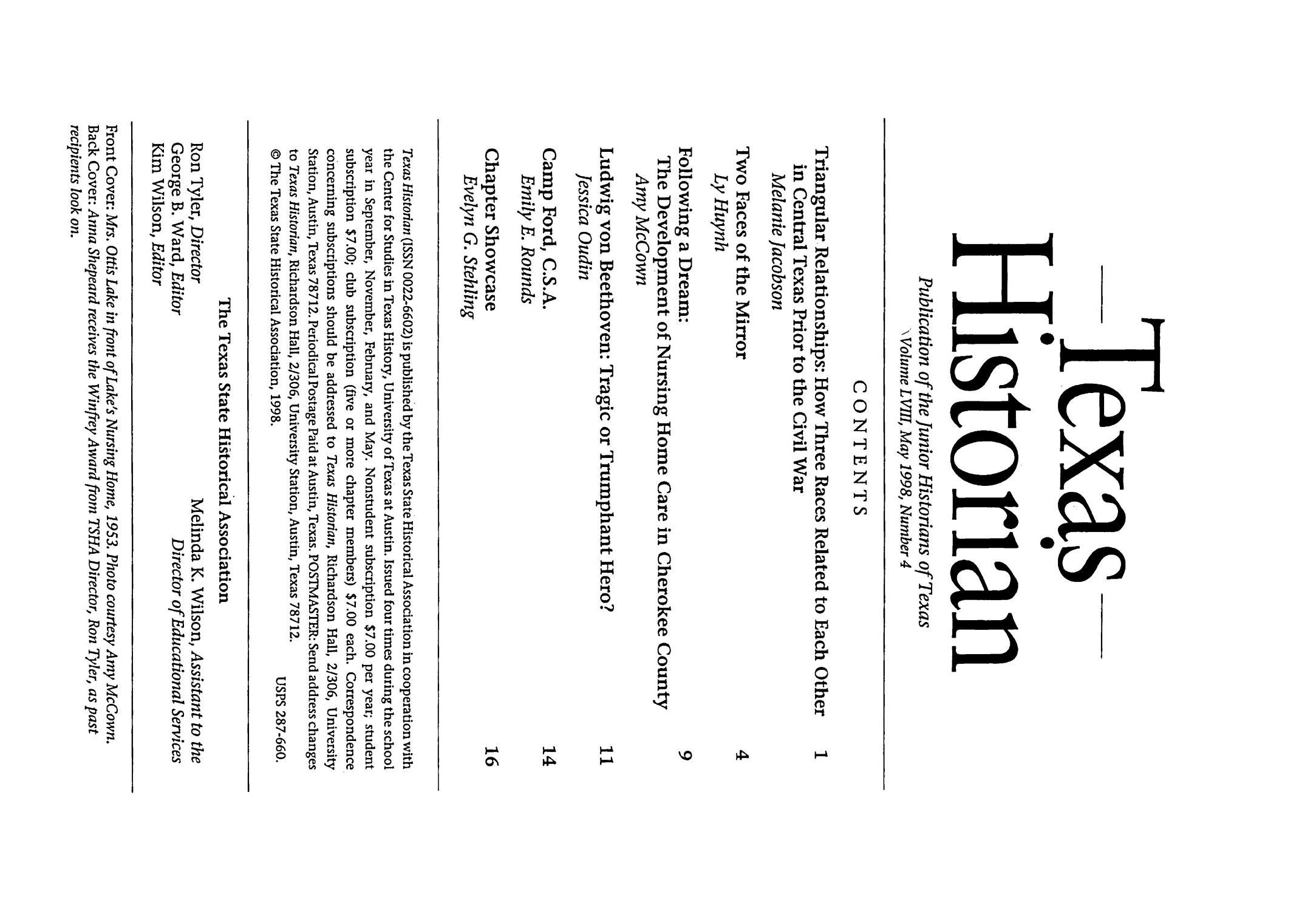 The Texas Historian, Volume 58, Number 4, May 1998
                                                
                                                    Front Inside
                                                