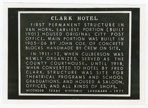Primary view of object titled '[Clark Hotel Photograph #2]'.