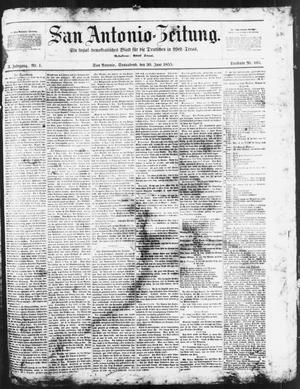 Primary view of object titled 'San Antonio-Zeitung. (San Antonio, Tex.), Vol. 3, No. 1, Ed. 1 Saturday, June 30, 1855'.