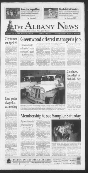Primary view of The Albany News (Albany, Tex.), Vol. 133, No. 47, Ed. 1 Thursday, April 16, 2009