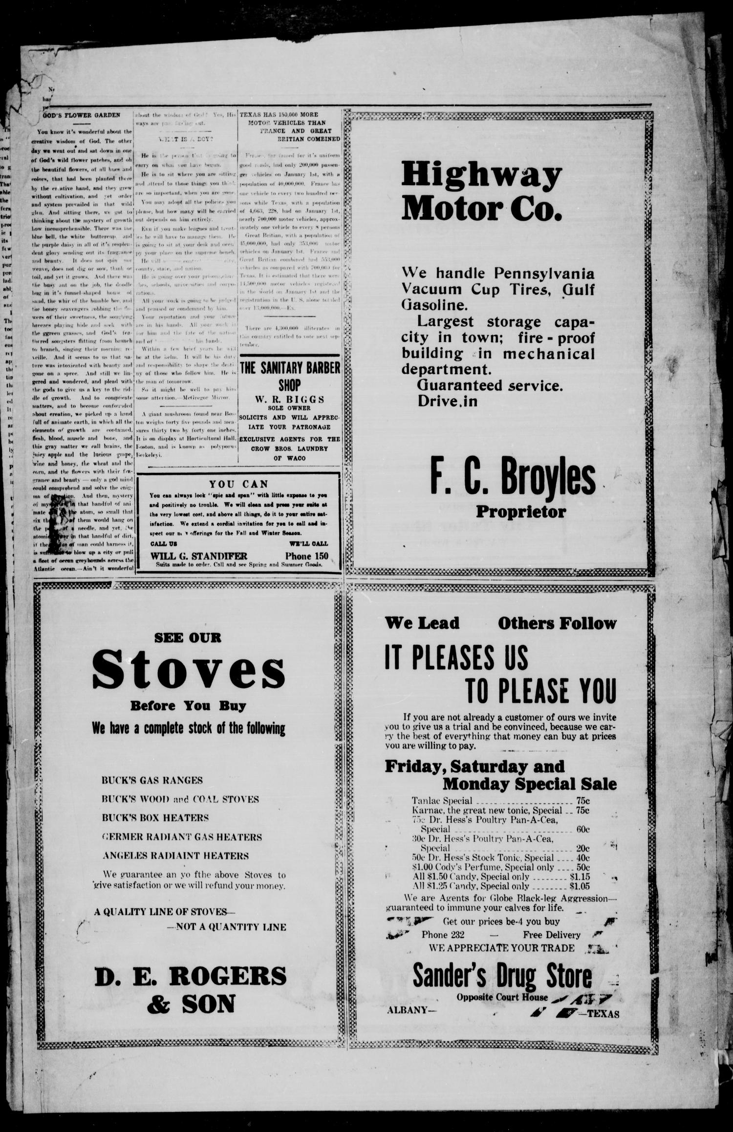The Albany News (Albany, Tex.), Vol. 41, No. 13, Ed. 1 Friday, October 3, 1924
                                                
                                                    [Sequence #]: 3 of 12
                                                
