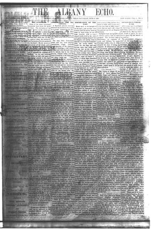Primary view of object titled 'The Albany Echo. (Albany, Tex.), Vol. 1, No. 2, Ed. 1 Saturday, June 2, 1883'.