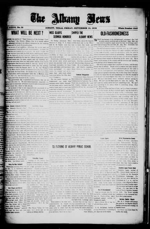 Primary view of object titled 'The Albany News (Albany, Tex.), Vol. 36, No. 13, Ed. 1 Friday, September 12, 1919'.