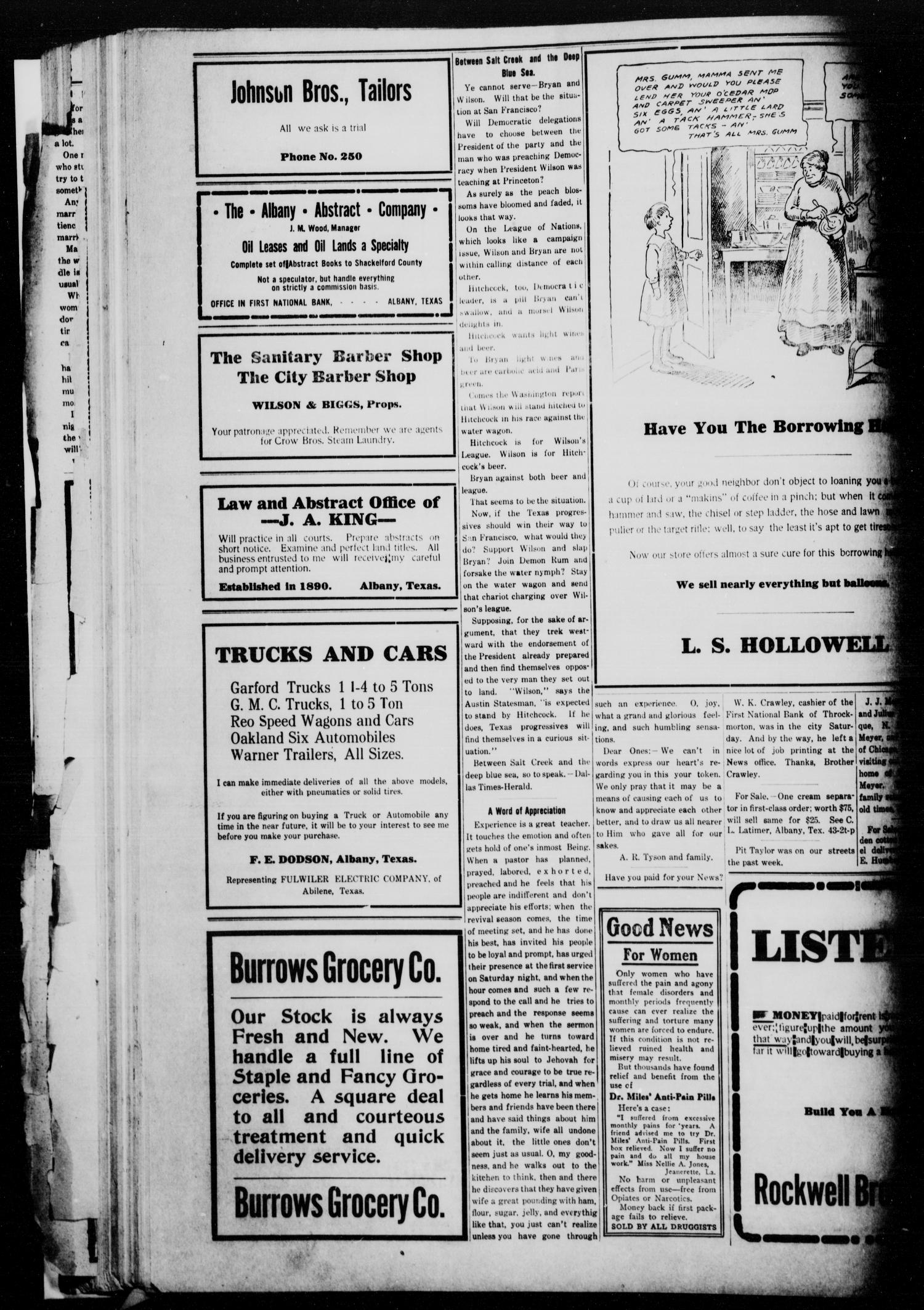 The Albany News (Albany, Tex.), Vol. 36, No. 44, Ed. 1 Friday, April 16, 1920
                                                
                                                    [Sequence #]: 2 of 8
                                                