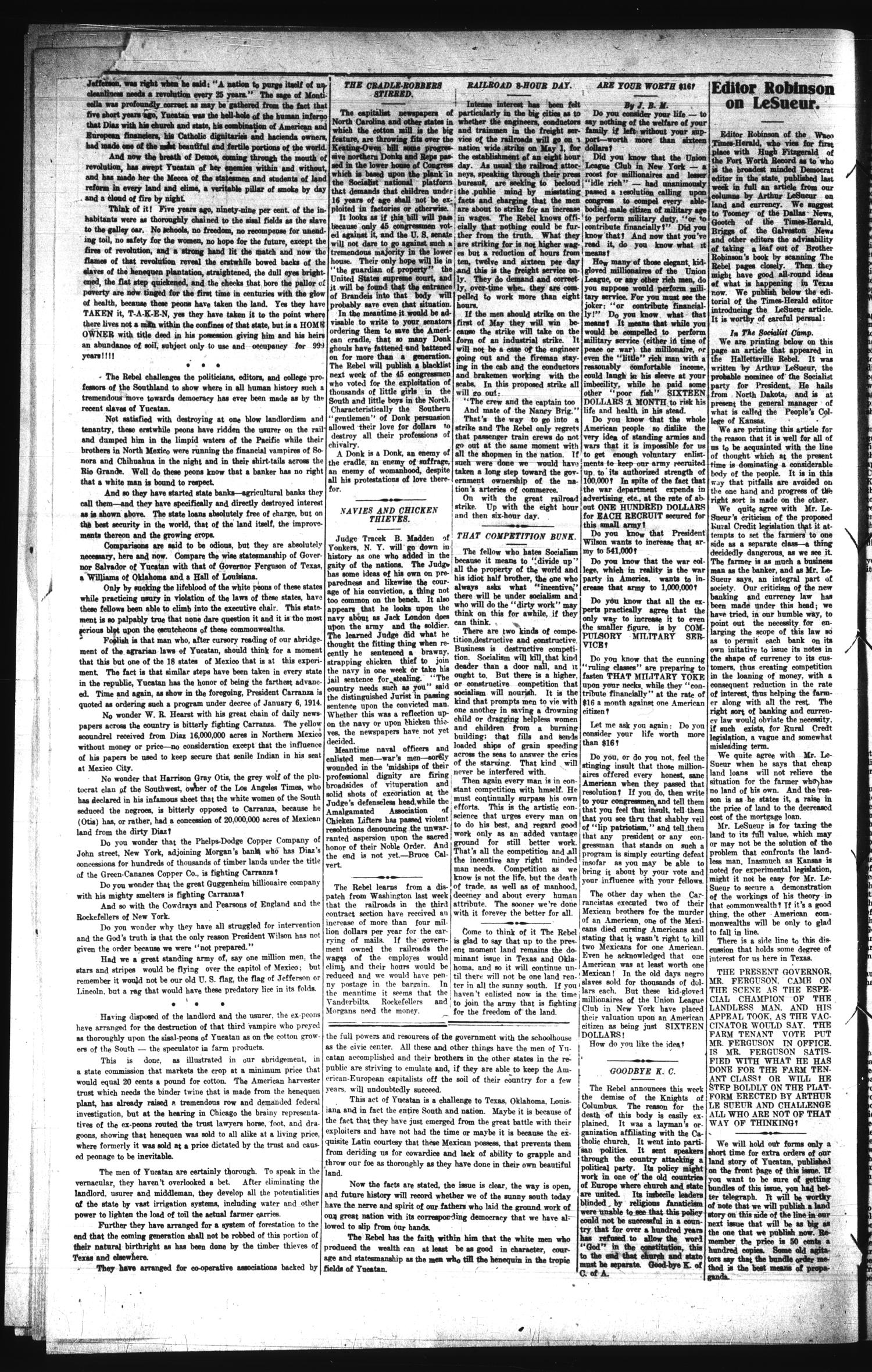 The Rebel (Hallettsville, Tex.), Vol. [5], No. 240, Ed. 1 Saturday, March 4, 1916
                                                
                                                    [Sequence #]: 2 of 4
                                                