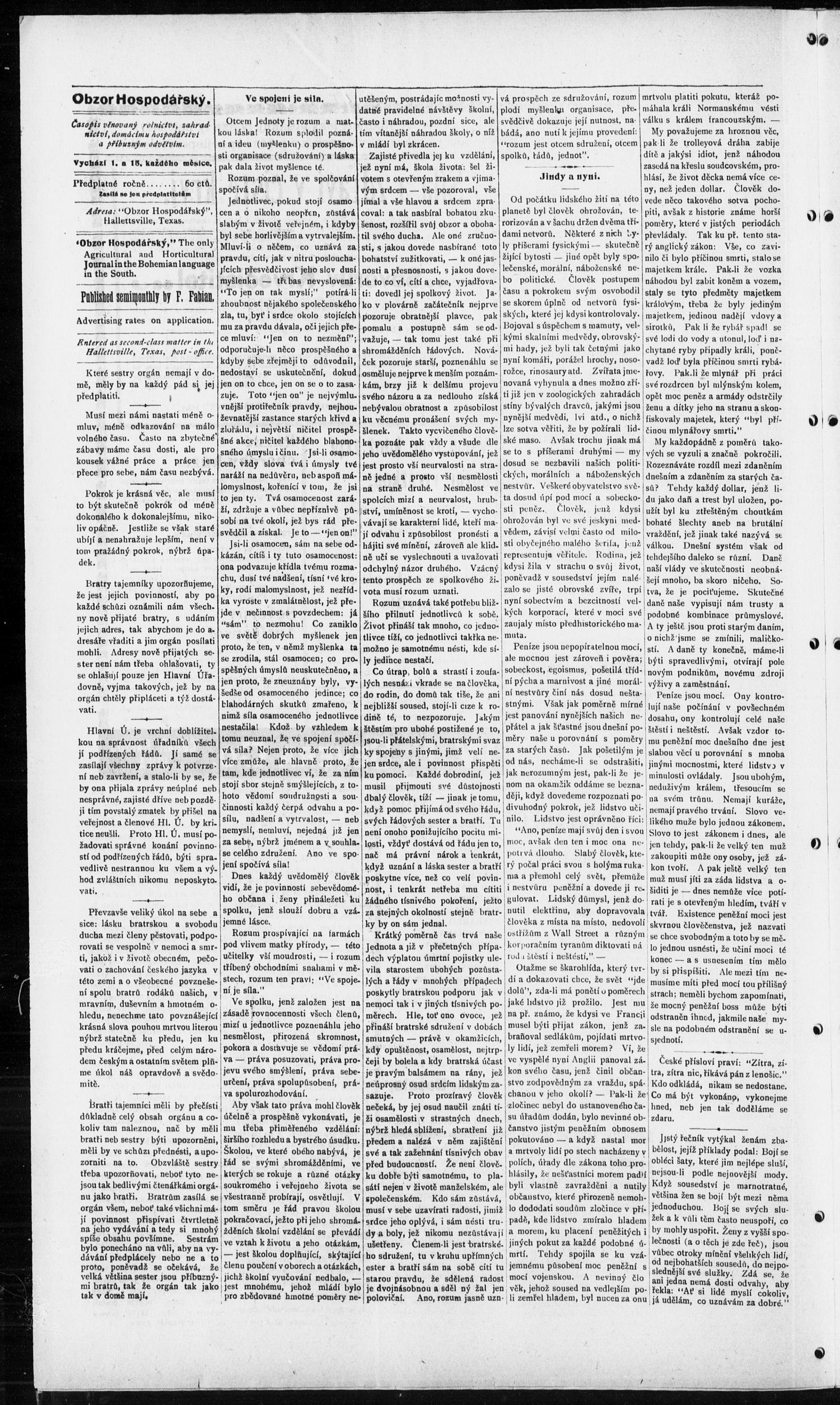 Obzor. (Hallettsville, Tex.), Vol. 17, No. 17, Ed. 1 Wednesday, April 1, 1908
                                                
                                                    [Sequence #]: 4 of 14
                                                