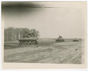 Primary view of object titled '[F Company M5A1 Light Tanks on Firing Range]'.