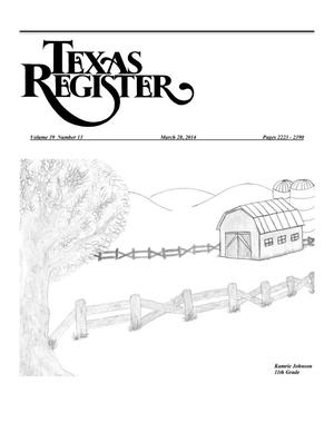 Primary view of object titled 'Texas Register, Volume 39, Number 13, Pages 2223-2390, March 28, 2014'.