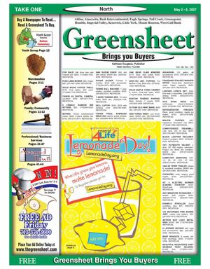 Primary view of object titled 'Greensheet (Houston, Tex.), Vol. 38, No. 149, Ed. 1 Wednesday, May 2, 2007'.