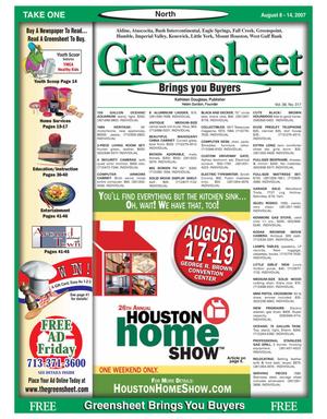 Primary view of object titled 'Greensheet (Houston, Tex.), Vol. 38, No. 317, Ed. 1 Wednesday, August 8, 2007'.