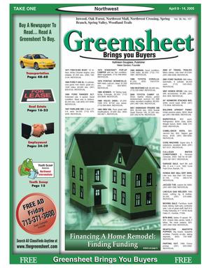Primary view of object titled 'Greensheet (Houston, Tex.), Vol. 36, No. 107, Ed. 1 Friday, April 8, 2005'.