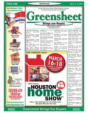 Primary view of object titled 'Greensheet (Houston, Tex.), Vol. 38, No. 71, Ed. 1 Friday, March 16, 2007'.