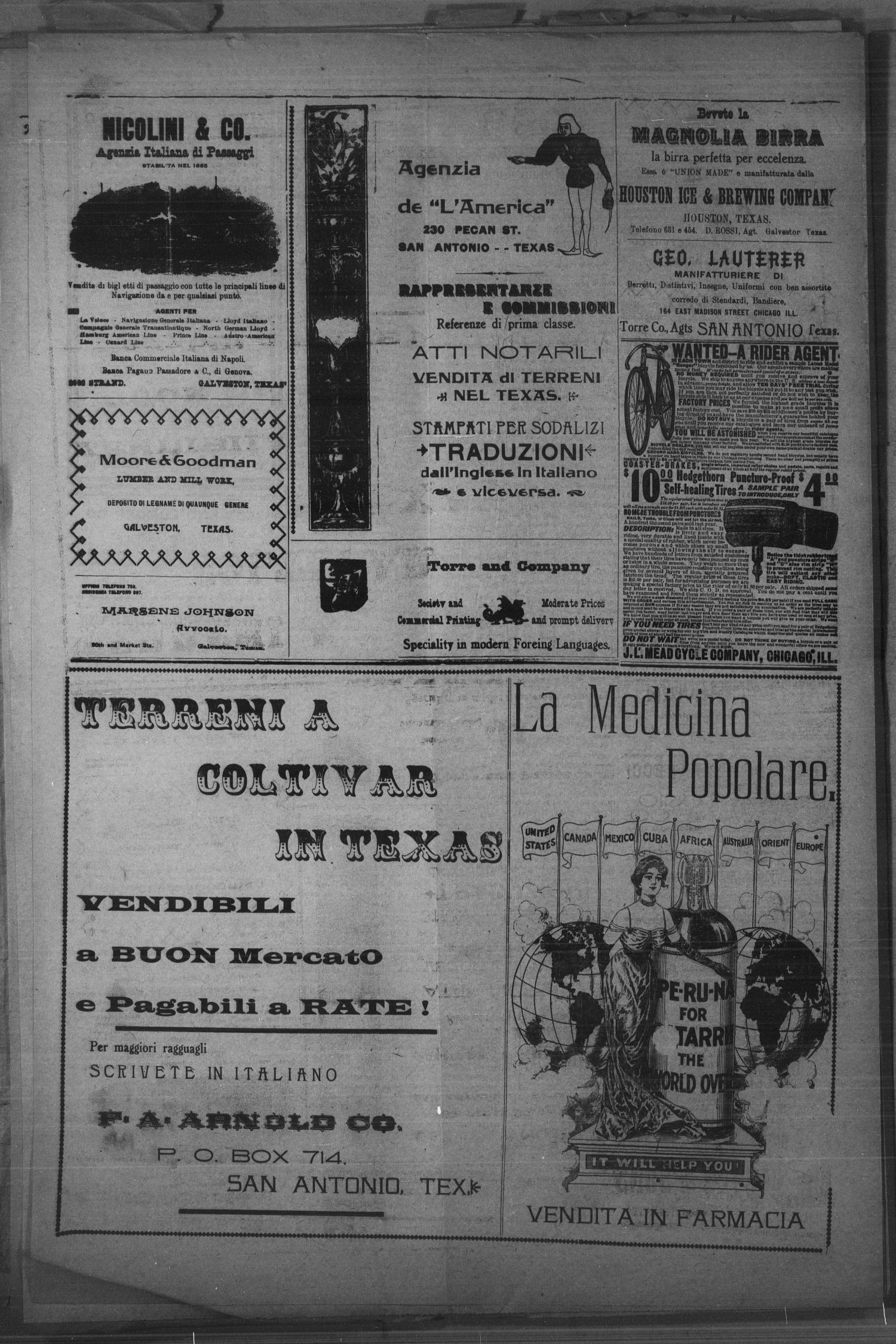Il Messaggiero Italiano (San Antonio, Tex.), Vol. 23, No. 32, Ed. 1 Saturday, April 12, 1913
                                                
                                                    [Sequence #]: 4 of 4
                                                
