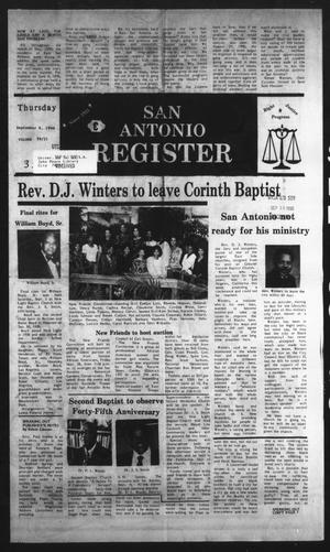 Primary view of object titled 'San Antonio Register (San Antonio, Tex.), Vol. 59, No. 21, Ed. 1 Thursday, September 6, 1990'.