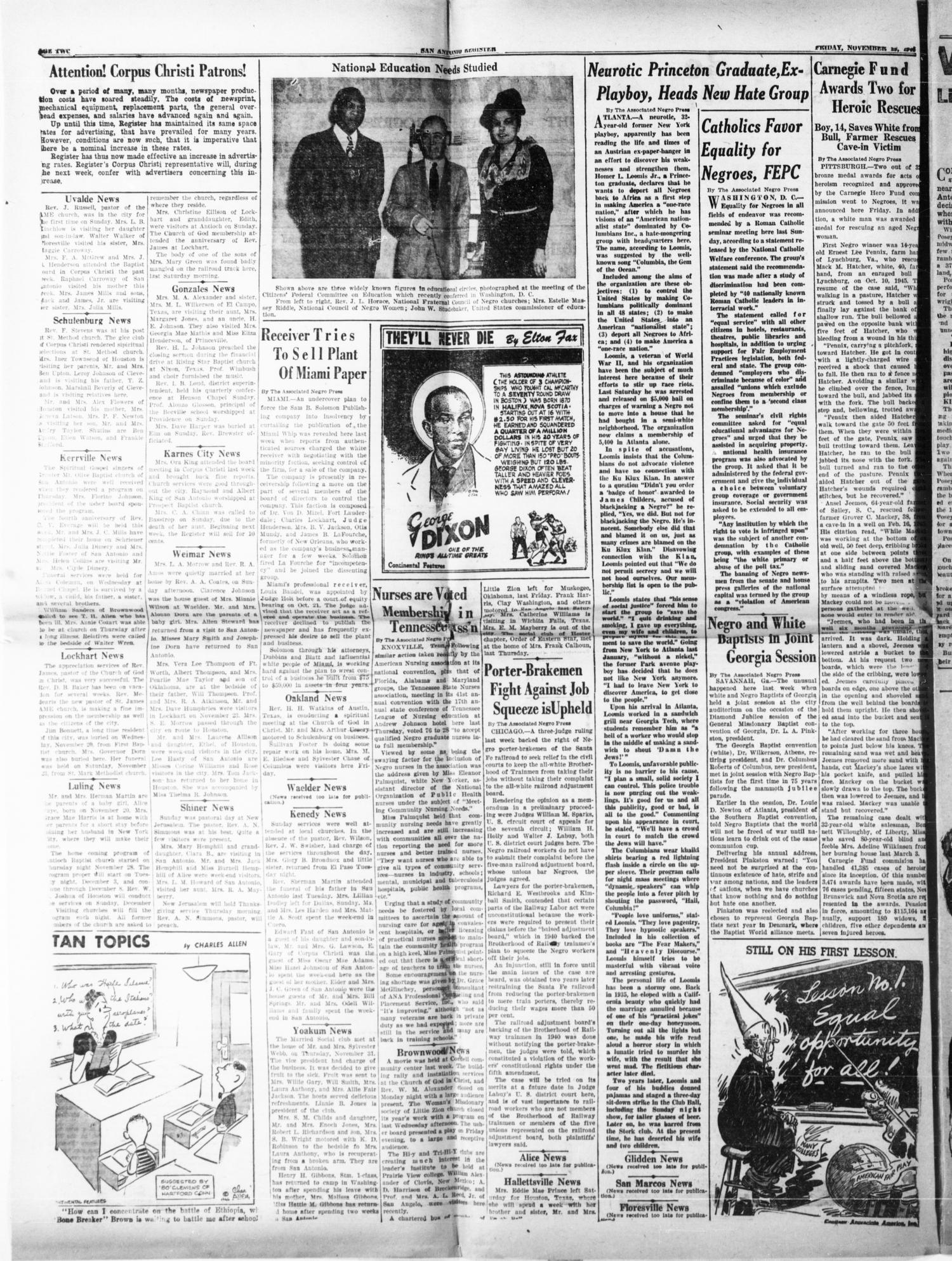 San Antonio Register (San Antonio, Tex.), Vol. 16, No. 46, Ed. 1 Friday, November 29, 1946
                                                
                                                    [Sequence #]: 2 of 8
                                                