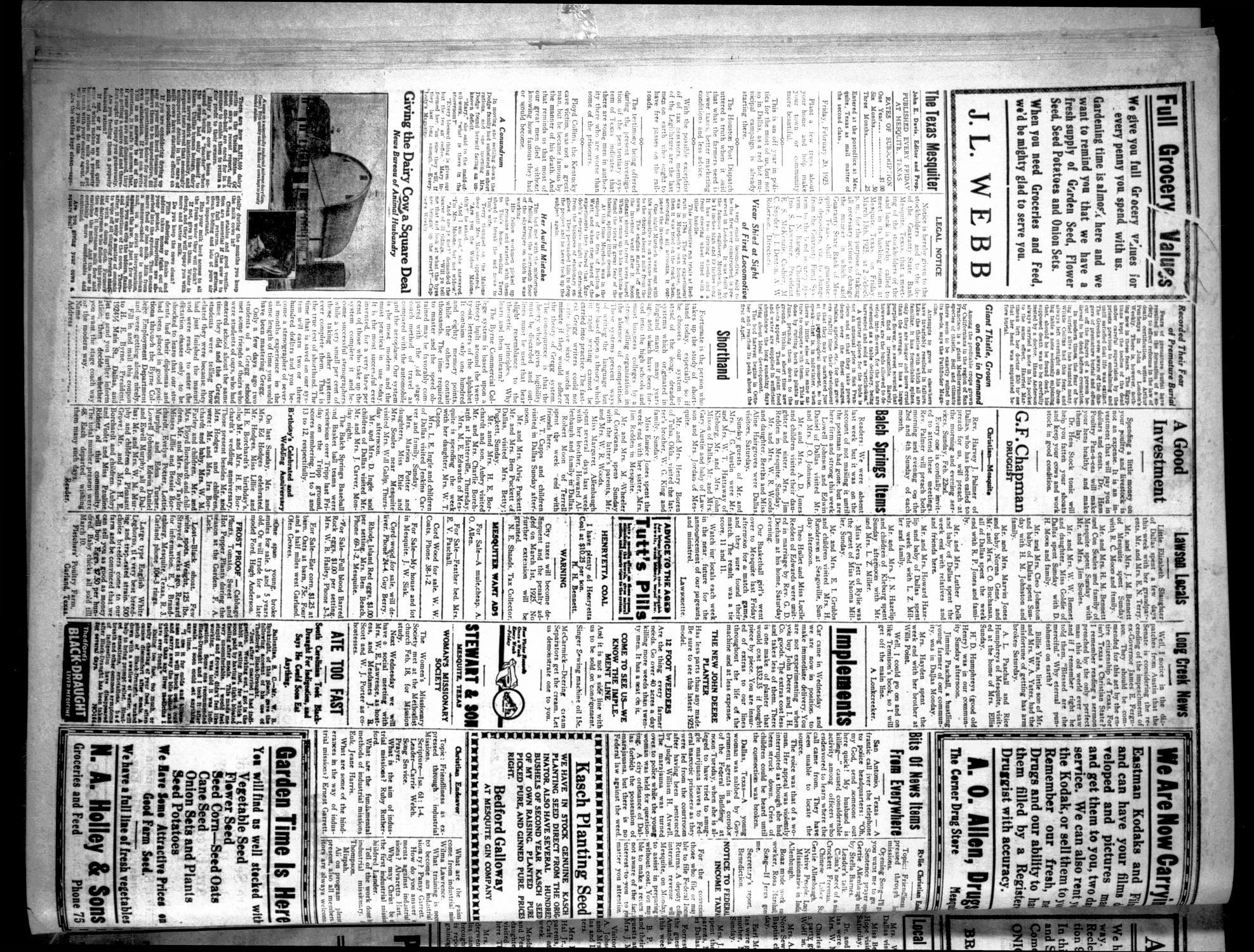 The Texas Mesquiter. (Mesquite, Tex.), Vol. 43, No. 30, Ed. 1 Friday, February 20, 1925
                                                
                                                    [Sequence #]: 2 of 4
                                                