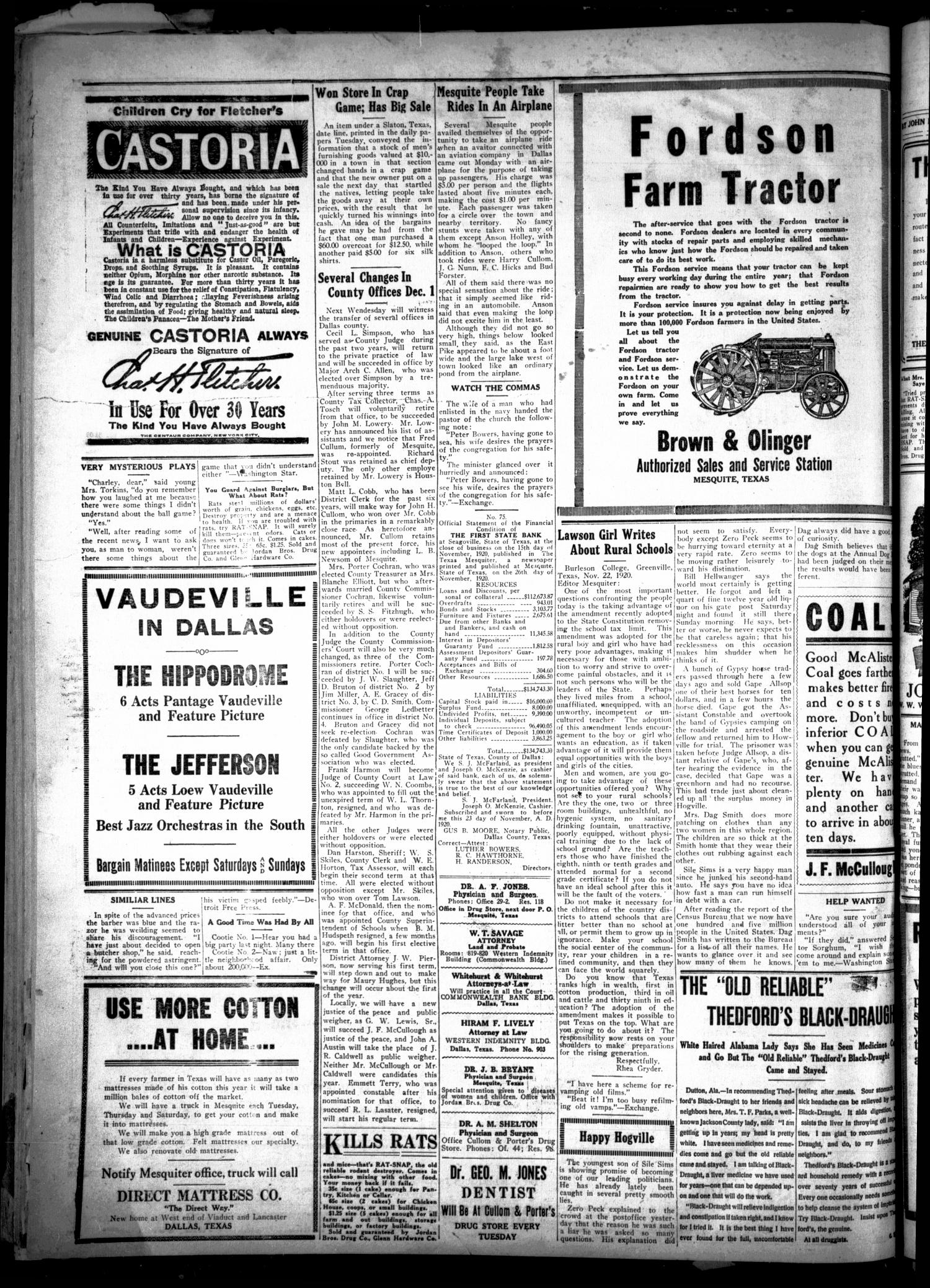 The Texas Mesquiter. (Mesquite, Tex.), Vol. 39, No. 18, Ed. 1 Friday, November 26, 1920
                                                
                                                    [Sequence #]: 4 of 4
                                                