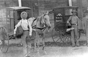 Primary view of object titled '[Round Rock Post office Mail Carriers with buggy]'.