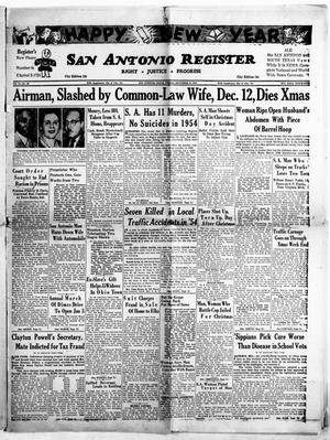 Primary view of object titled 'San Antonio Register (San Antonio, Tex.), Vol. 24, No. 49, Ed. 1 Friday, December 31, 1954'.
