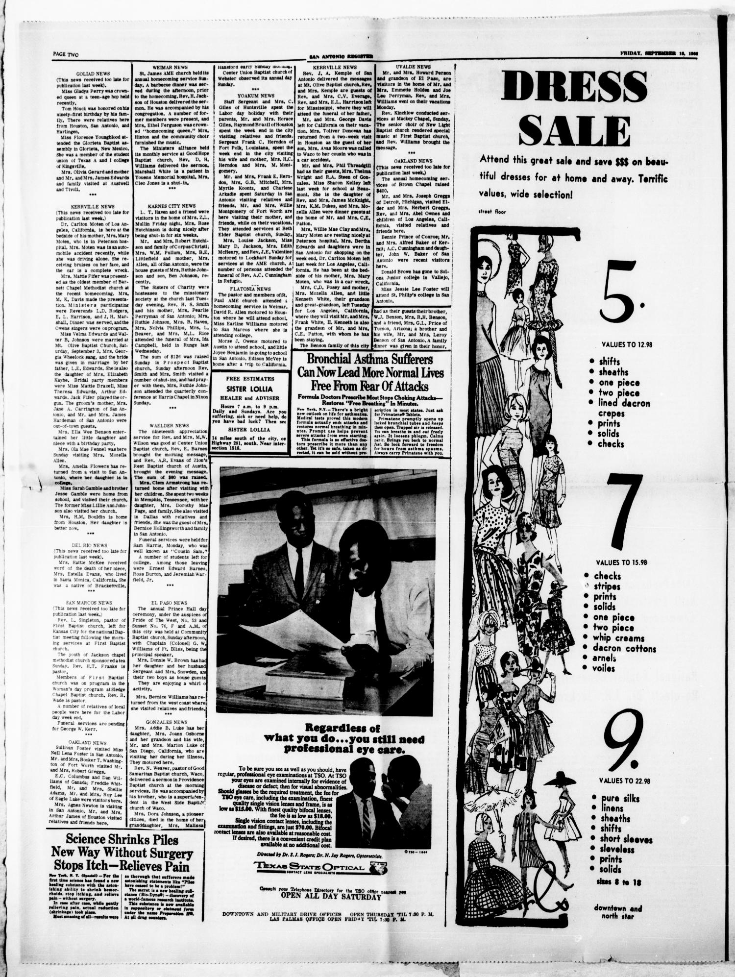San Antonio Register (San Antonio, Tex.), Vol. 35, No. 29, Ed. 1 Friday, September 16, 1966
                                                
                                                    [Sequence #]: 2 of 8
                                                