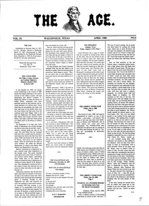 Primary view of object titled 'The Age, Volume 9, Number 4, April 1988'.