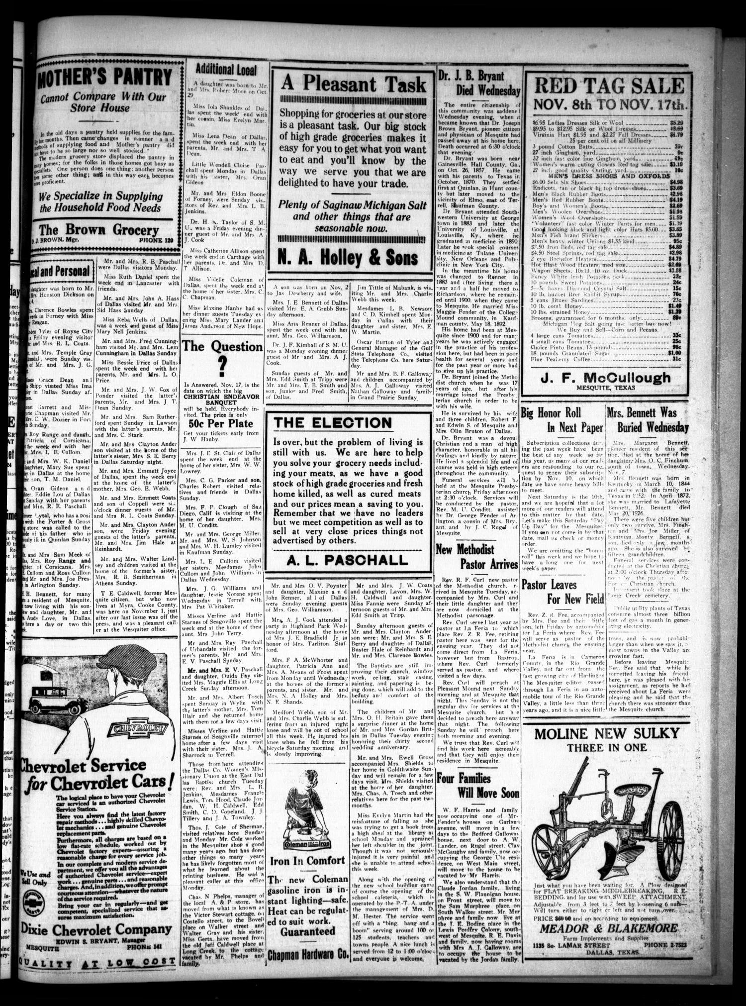 The Texas Mesquiter. (Mesquite, Tex.), Vol. 45, No. 16, Ed. 1 Friday, November 9, 1928
                                                
                                                    [Sequence #]: 3 of 4
                                                
