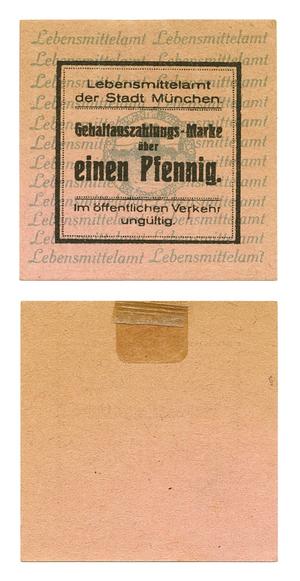 Primary view of object titled '[N unknown document from Germany in the denomination of 1 pfennig]'.