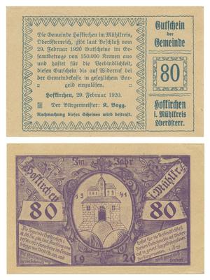 Primary view of object titled '[Voucher from Germany in the denomination of 80 heller]'.