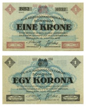 Primary view of object titled '[Voucher from Austria/ Hungary in the denomination of 1 korona/crown]'.