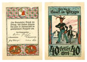 Primary view of object titled '[Voucher from Germany in the denomination of 40 heller]'.