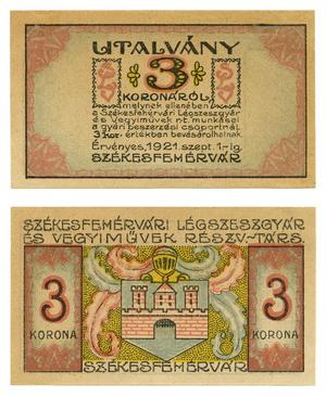 Primary view of object titled '[Voucher from Hungary in the denomination of 3 korona/crown]'.