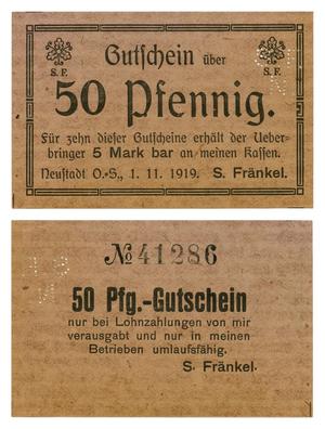 Primary view of object titled '[Voucher from Germany in the denomination of 50 pfennig]'.