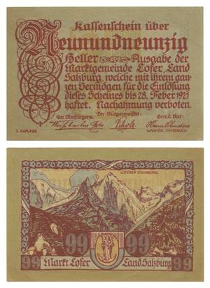Primary view of object titled '[Voucher from Germany in the denomination of 99 heller]'.