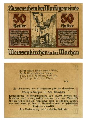 Primary view of object titled '[Currency from Germany in the denomination of 50 heller]'.