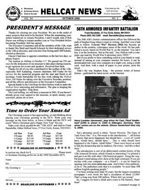 Primary view of object titled 'Hellcat News, (Sheridan, Wyo.), Vol. 54, No. 2, Ed. 1, October 2000'.