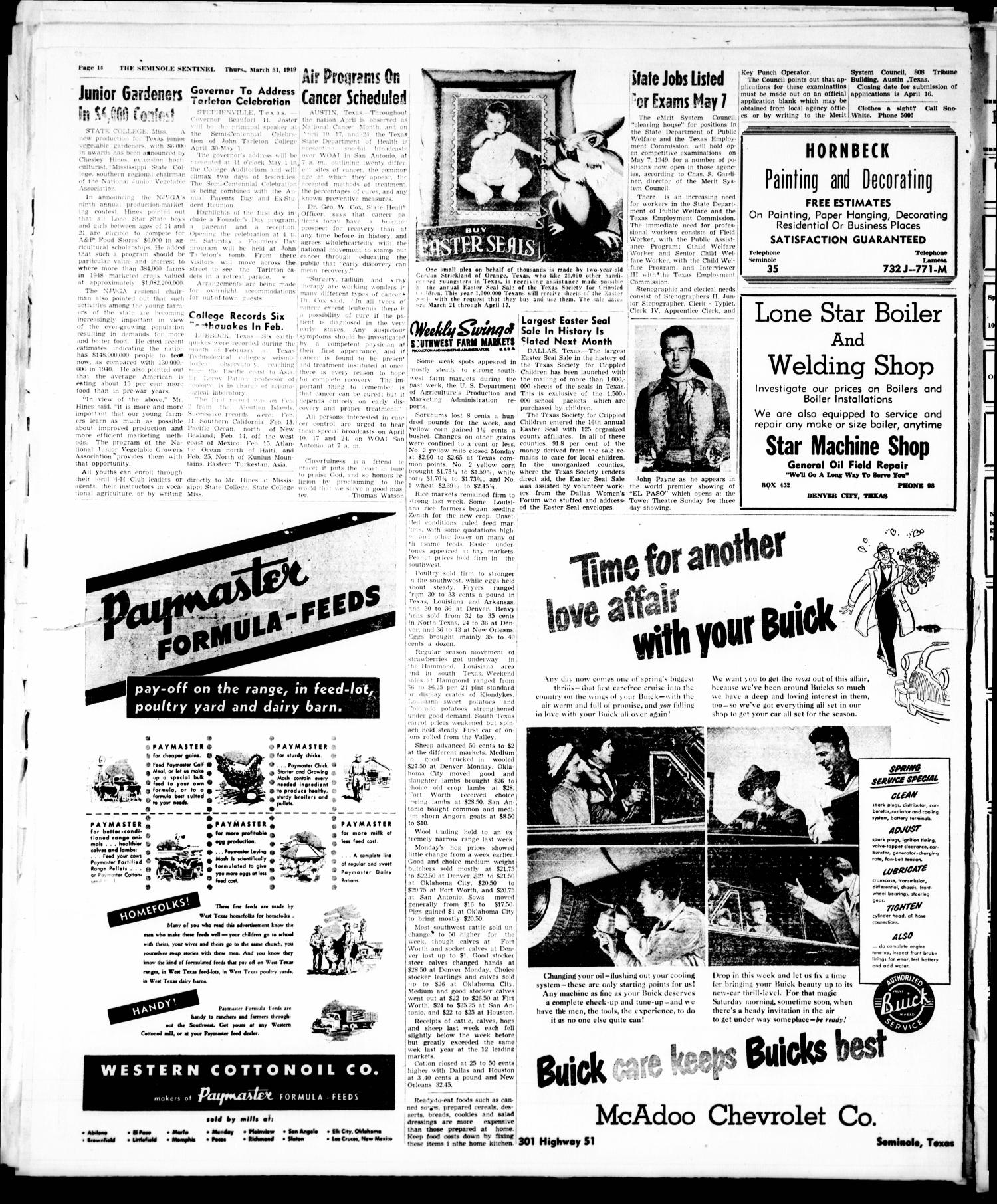 The Seminole Sentinel (Seminole, Tex.), Vol. 42, No. 17, Ed. 1 Thursday, March 31, 1949
                                                
                                                    [Sequence #]: 12 of 14
                                                