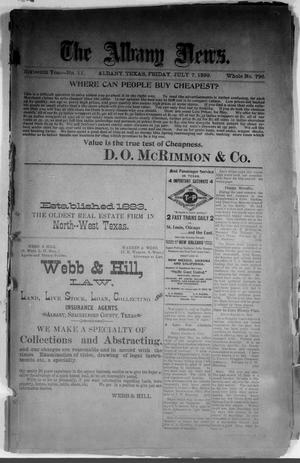 Primary view of object titled 'The Albany News. (Albany, Tex.), Vol. 16, No. 11, Ed. 1 Friday, July 7, 1899'.